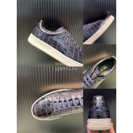 Tom Ford Crocodile Leather Casual Sneakers For Men Navy