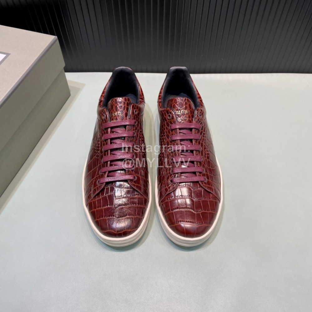 Tom Ford Crocodile Leather Casual Sneakers For Men Reddish Brown