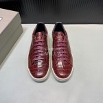 Tom Ford Crocodile Leather Casual Sneakers For Men Reddish Brown