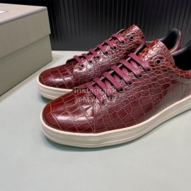 Tom Ford Crocodile Leather Casual Sneakers For Men Reddish Brown