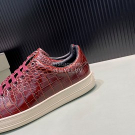 Tom Ford Crocodile Leather Casual Sneakers For Men Reddish Brown