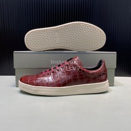 Tom Ford Crocodile Leather Casual Sneakers For Men Reddish Brown