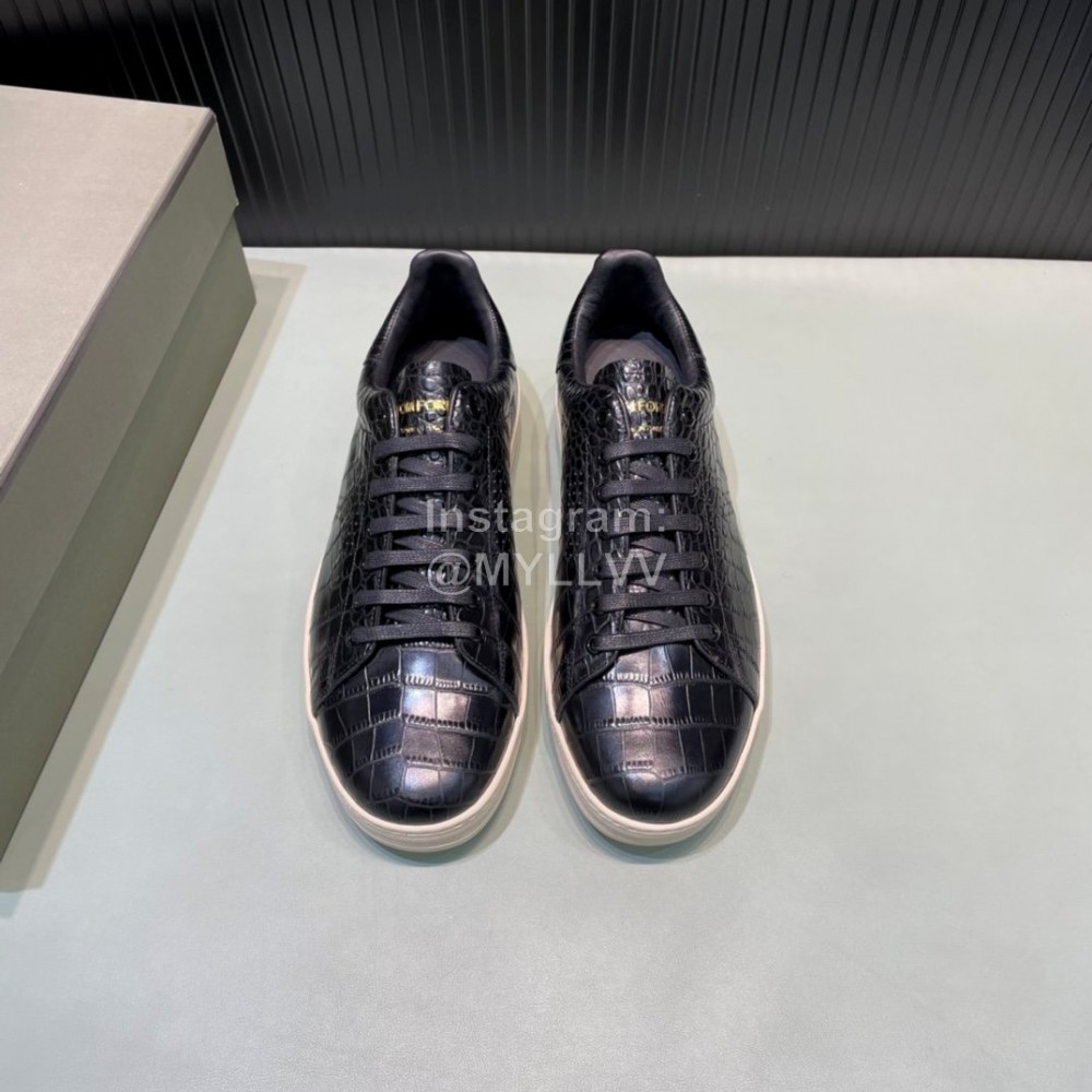 Tom Ford Crocodile Leather Casual Sneakers For Men Black