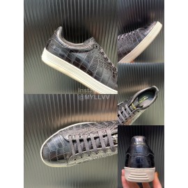 Tom Ford Crocodile Leather Casual Sneakers For Men Black