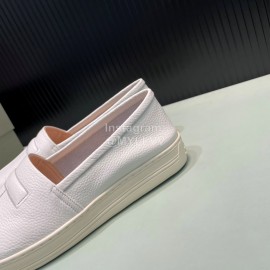 Tom Ford Litchi Grain Cowhide Casual Loafers For Men White