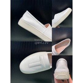 Tom Ford Litchi Grain Cowhide Casual Loafers For Men White