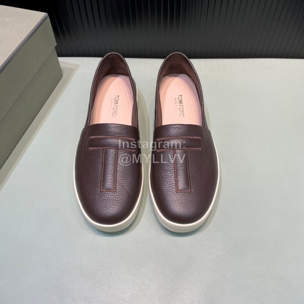 Tom Ford Litchi Grain Cowhide Casual Loafers For Men Brown