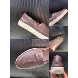 Tom Ford Litchi Grain Cowhide Casual Loafers For Men Brown