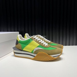 Tom Ford Vintage Leather Canvas Thick Soled Sneakers For Men Green
