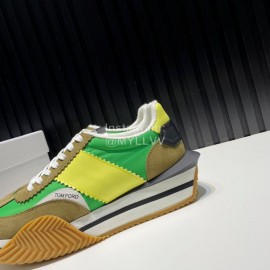 Tom Ford Vintage Leather Canvas Thick Soled Sneakers For Men Green