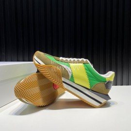 Tom Ford Vintage Leather Canvas Thick Soled Sneakers For Men Green