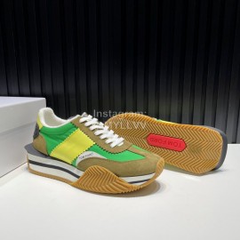 Tom Ford Vintage Leather Canvas Thick Soled Sneakers For Men Green