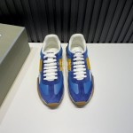 Tom Ford Vintage Leather Canvas Thick Soled Sneakers For Men Blue