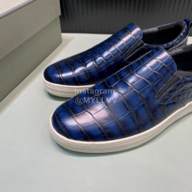 Tom Ford Crocodile Leather Casual Loafers For Men Blue