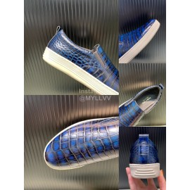 Tom Ford Crocodile Leather Casual Loafers For Men Blue