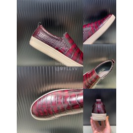 Tom Ford Crocodile Leather Casual Loafers For Men Red