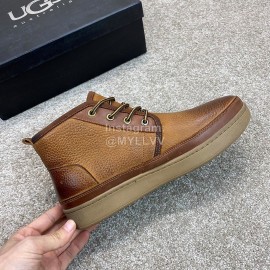 Ugg Fashion Calf Leather Warm Short Boots For Men Brown