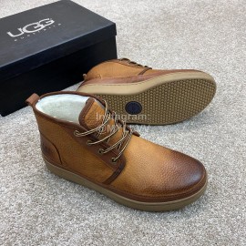 Ugg Fashion Calf Leather Warm Short Boots For Men Brown