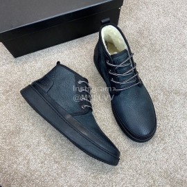 Ugg Fashion Calf Leather Warm Short Boots For Men Blue