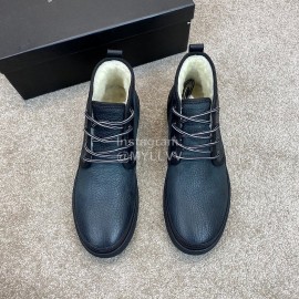Ugg Fashion Calf Leather Warm Short Boots For Men Blue