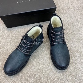 Ugg Fashion Calf Leather Warm Short Boots For Men Blue