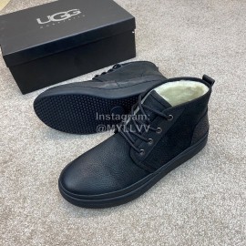 Ugg Fashion Calf Leather Warm Short Boots For Men Black