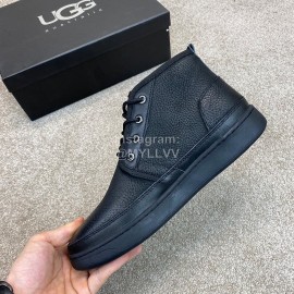 Ugg Fashion Calf Leather Warm Short Boots For Men Black