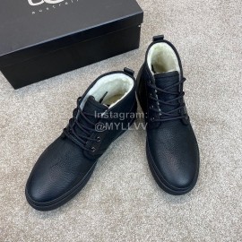 Ugg Fashion Calf Leather Warm Short Boots For Men Black