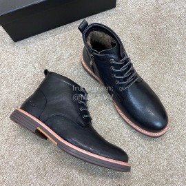 Ugg Fashion Calf Leather Warm Wool Short Boots For Men Black