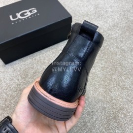 Ugg Fashion Calf Leather Warm Wool Short Boots For Men Black