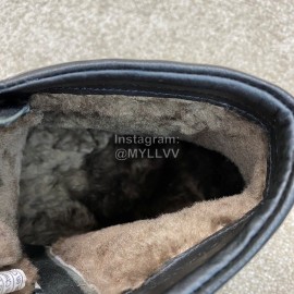 Ugg Fashion Calf Leather Warm Wool Short Boots For Men Black