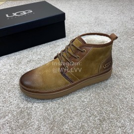 Ugg Fashion Calf Leather Warm Wool Short Boots For Men Brown