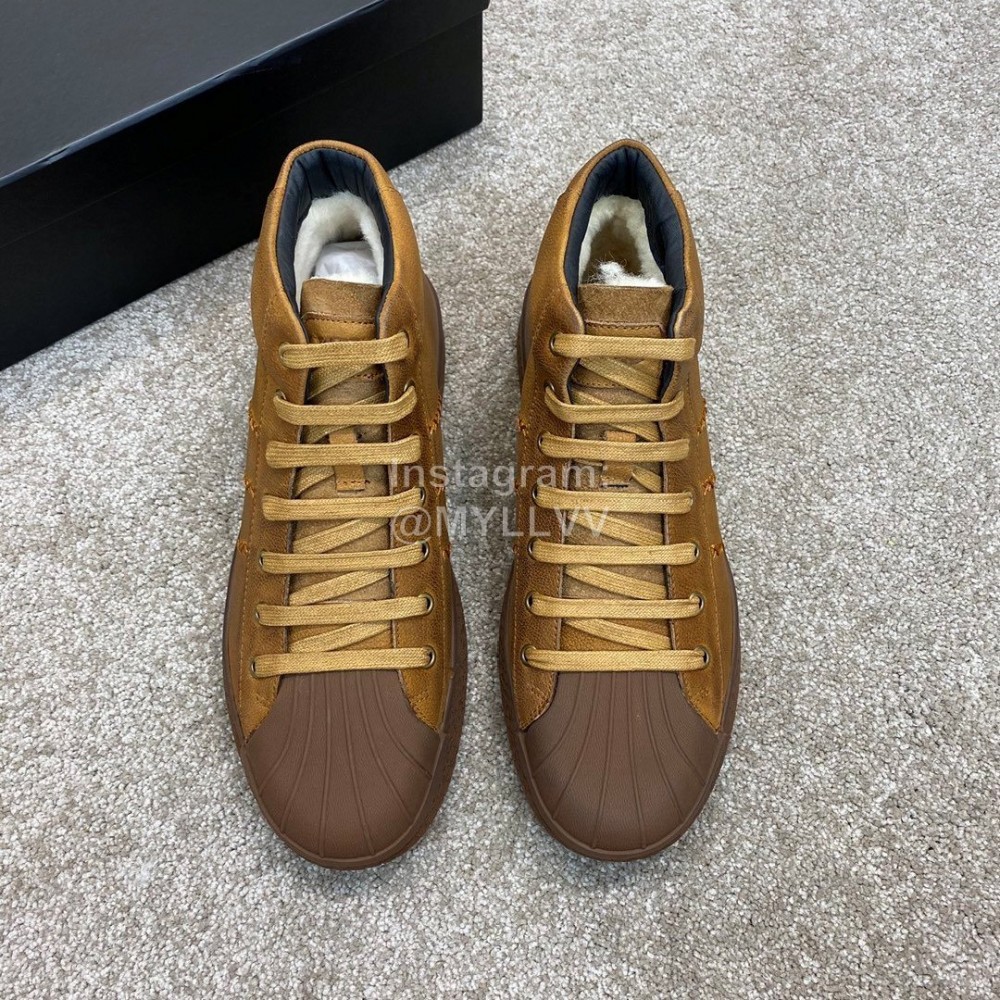 Ugg Fashion Calf Leather Shell Toe Warm Short Boots For Men Brown