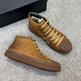 Ugg Fashion Calf Leather Shell Toe Warm Short Boots For Men Brown