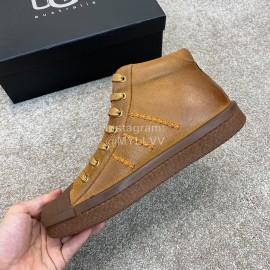 Ugg Fashion Calf Leather Shell Toe Warm Short Boots For Men Brown