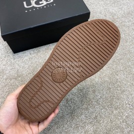 Ugg Fashion Calf Leather Shell Toe Warm Short Boots For Men Brown