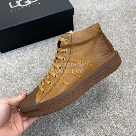 Ugg Fashion Calf Leather Shell Toe Warm Short Boots For Men Brown