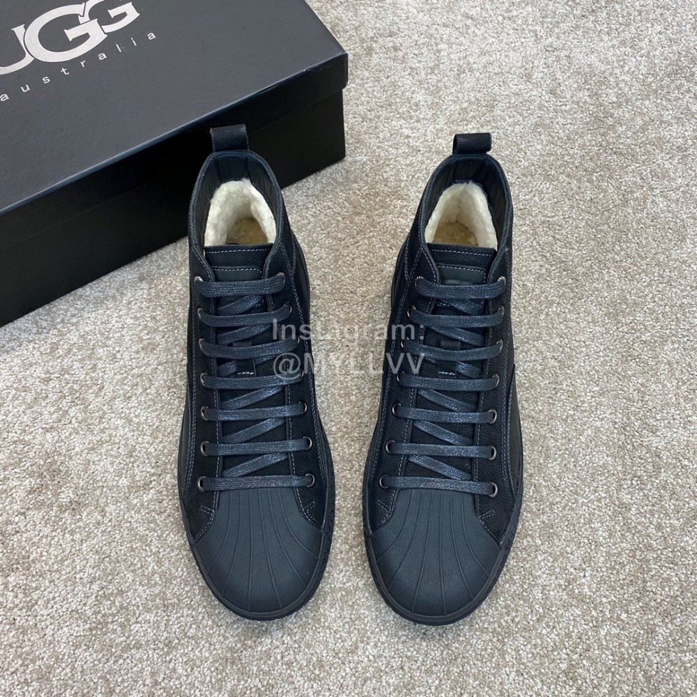 Ugg Fashion Calf Leather Shell Toe Warm Short Boots For Men Black