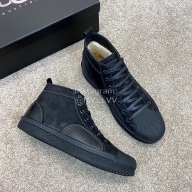 Ugg Fashion Calf Leather Shell Toe Warm Short Boots For Men Black