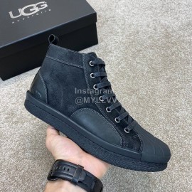 Ugg Fashion Calf Leather Shell Toe Warm Short Boots For Men Black