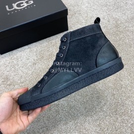 Ugg Fashion Calf Leather Shell Toe Warm Short Boots For Men Black