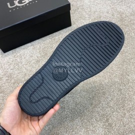 Ugg Fashion Calf Leather Shell Toe Warm Short Boots For Men Black