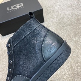 Ugg Fashion Calf Leather Shell Toe Warm Short Boots For Men Black