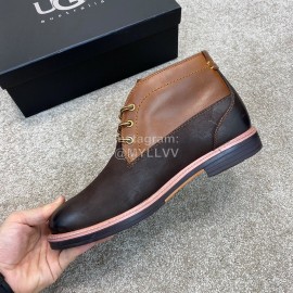 Ugg Fashion Cowhide Warm Wool Short Boots For Men Brown