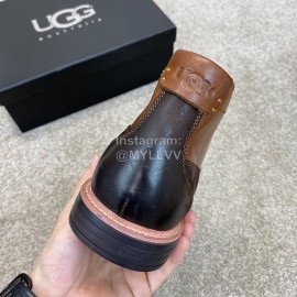 Ugg Fashion Cowhide Warm Wool Short Boots For Men Brown