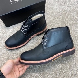 Ugg Fashion Cowhide Warm Wool Short Boots For Men Black