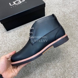 Ugg Fashion Cowhide Warm Wool Short Boots For Men Black