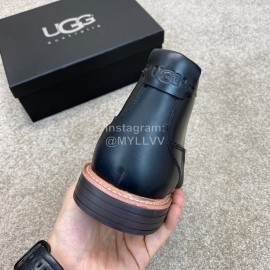 Ugg Fashion Cowhide Warm Wool Short Boots For Men Black