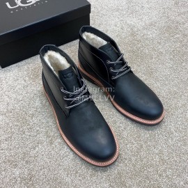 Ugg Fashion Cowhide Warm Wool Short Boots For Men Black