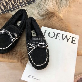 Ugg Winter Soft Wool Bow Casual Shoes For Women Black